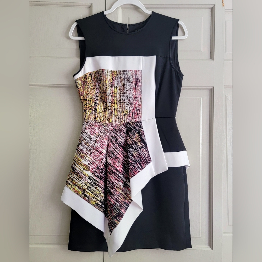 BCBGMaxAzria Alessandra‎ Business Casual Asymmetric Mini Sheath Dress Size 4 - Picture 3 of 15